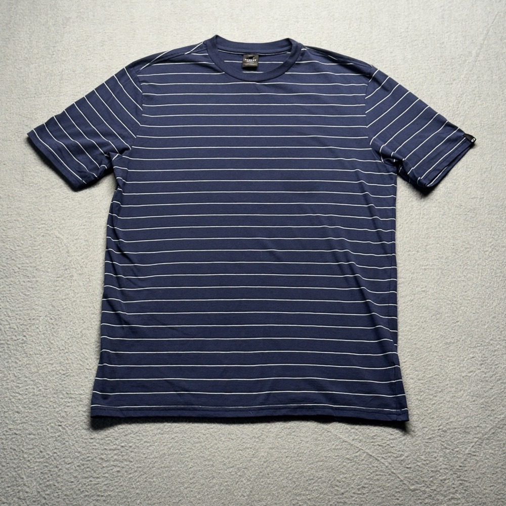 Oakley Mens Striped T-Shirt Large Navy Blue White Horizontal Stripe FOA401427
